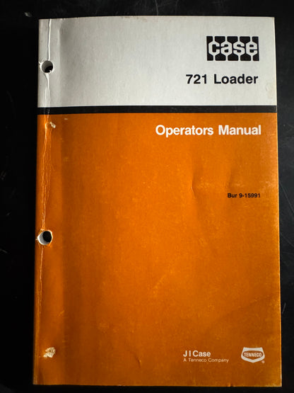 Case 721 Loader Operator's manual Bur 9-15991 - physical product
