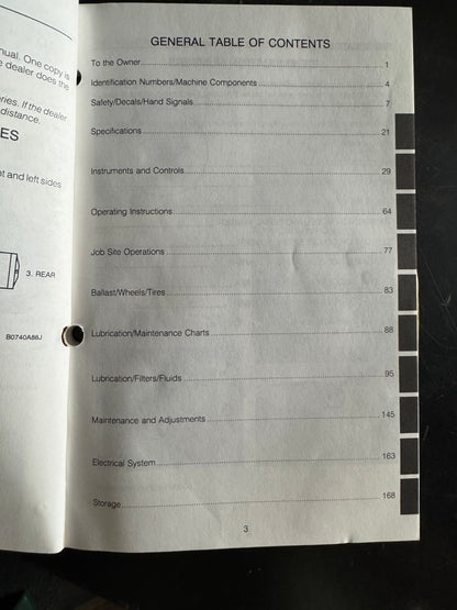 Case 721 Loader Operator's manual Bur 9-15991 - physical product