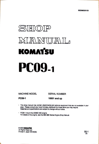 Komatsu Shop Manual PC09-1 SEBM026103 - digital version