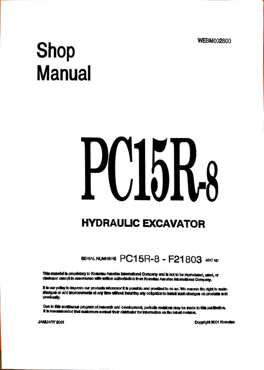 Komatsu PC15R-8 hydraulic excavator Shop Manual - digital version WEBM002800