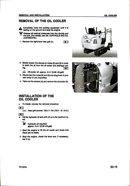 Komatsu PC15R-8 hydraulic excavator Shop Manual - digital version WEBM002800