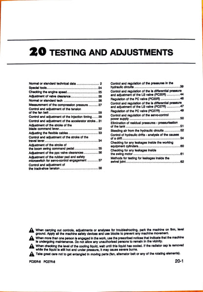 Komatsu PC20R-8 and PC27R-8 hydraulic excavators Shop manual - digital version. WEBM000200