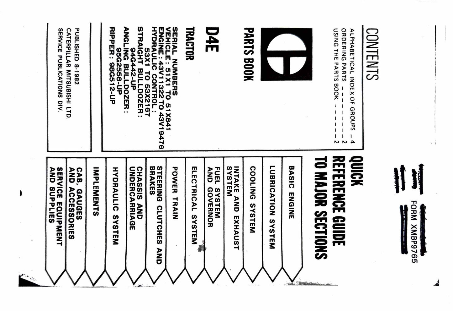 Caterpillar D4E Tractor Parts manual - digital version