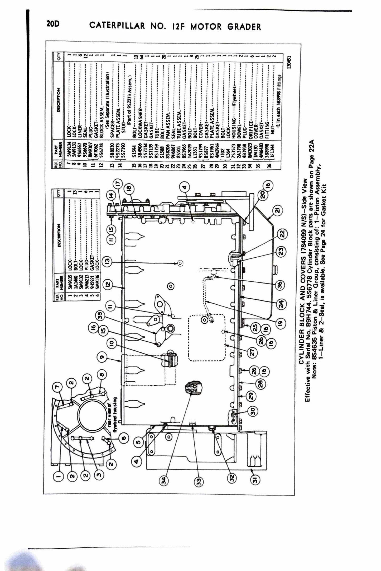 Caterpillar 12F Motor Grader Parts manual, serial numbers 89H1 to 89H900 -  digital version