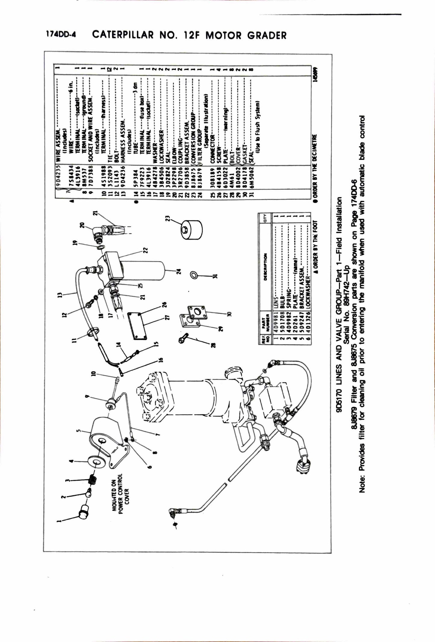 Caterpillar 12F Motor Grader Parts manual, serial numbers 89H1 to 89H900 -  digital version
