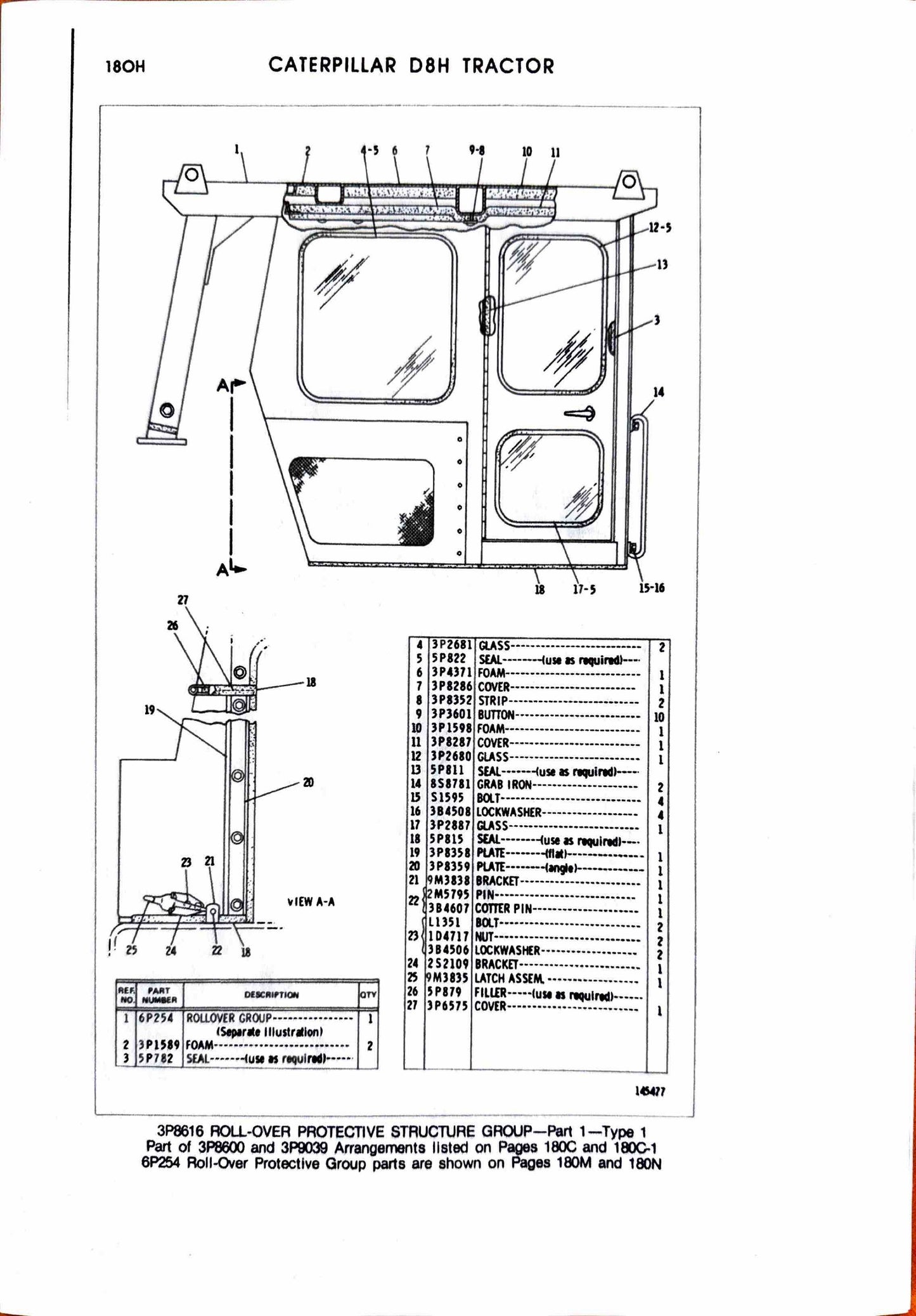 Caterpillar D8H tractor parts manual s/n 46A24433 and up - digital version