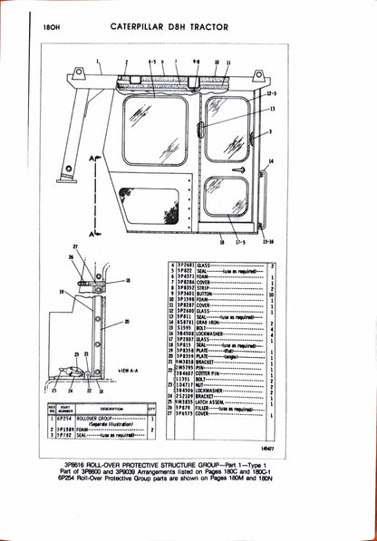 Caterpillar D8H tractor parts manual s/n 46A24433 and up - digital version