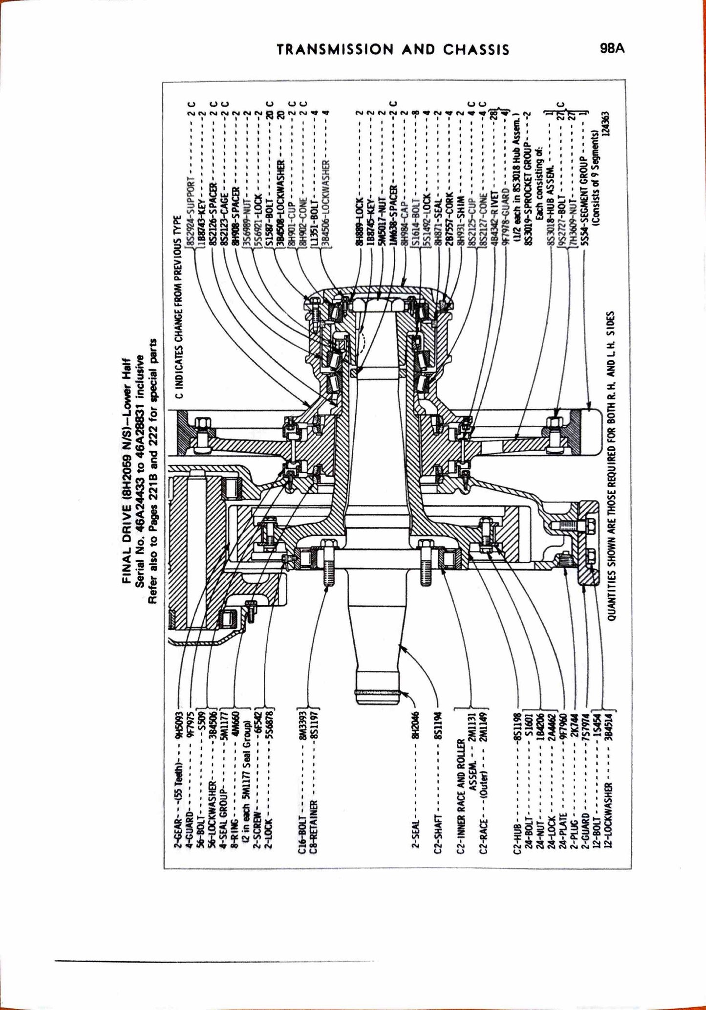 Caterpillar D8H tractor parts manual s/n 46A24433 and up - digital version