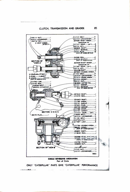 Caterpillar 12 Motor  Grader Parts manual s/n 21F and up - digital version