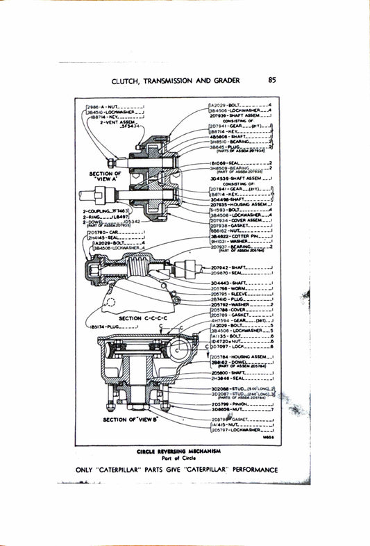 Caterpillar 12 Motor  Grader Parts manual s/n 21F and up - digital version