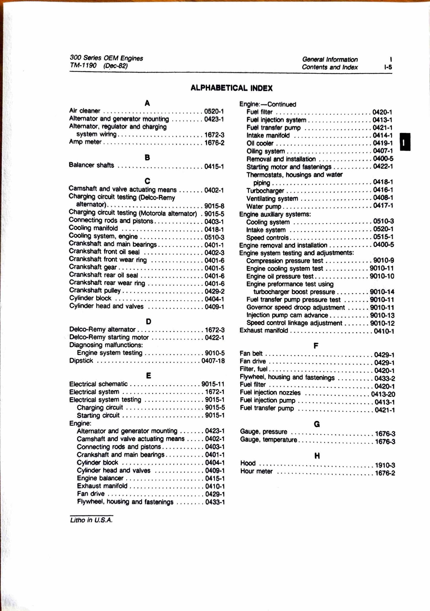 John Deere 300 Series OEM Engines Technical Manual TM1190 - digital version