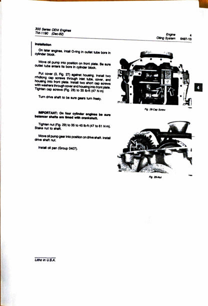 John Deere 300 Series OEM Engines Technical Manual TM1190 - digital version