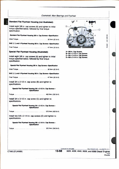 John Deere Series 300, 3029 (-499999), 4039, 4045, 6059, and 6068 diesel engines component technical manual CTM8 - digital version