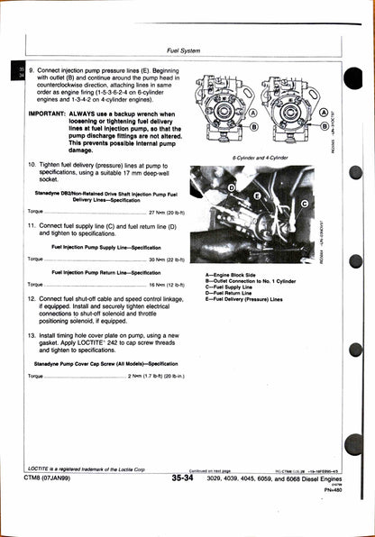 John Deere Series 300, 3029 (-499999), 4039, 4045, 6059, and 6068 diesel engines component technical manual CTM8 - digital version