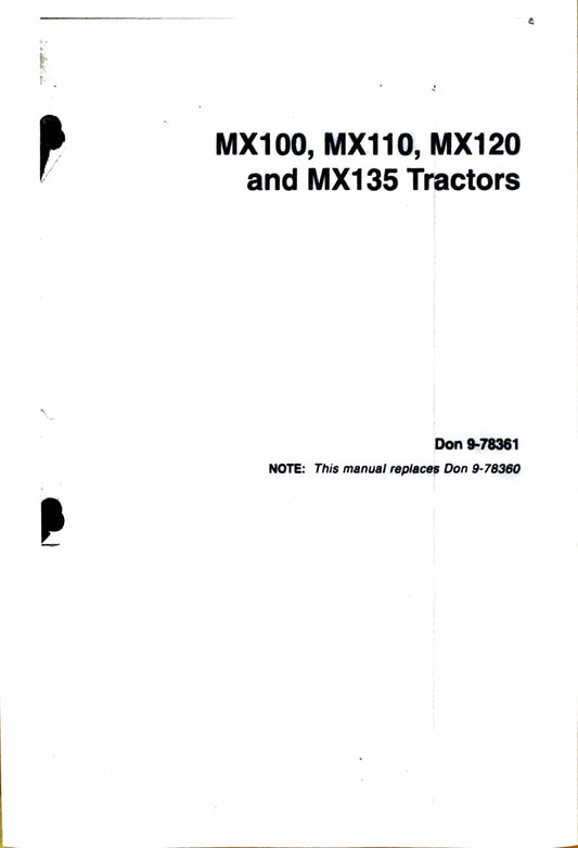 Case MX100, MX110, MX120, MX135 Tractors Operators Manual  Don 9-78361- digital product