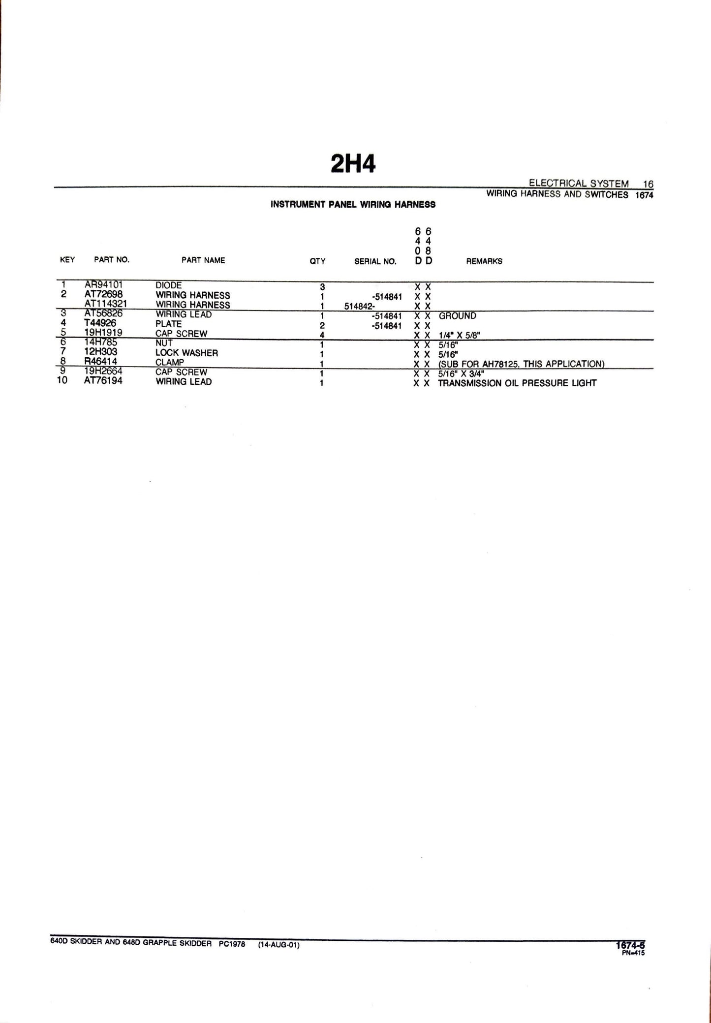 John Deere 640D  Skidder and 648D Grapple Skidder - Parts catalog - PC1978 digital version