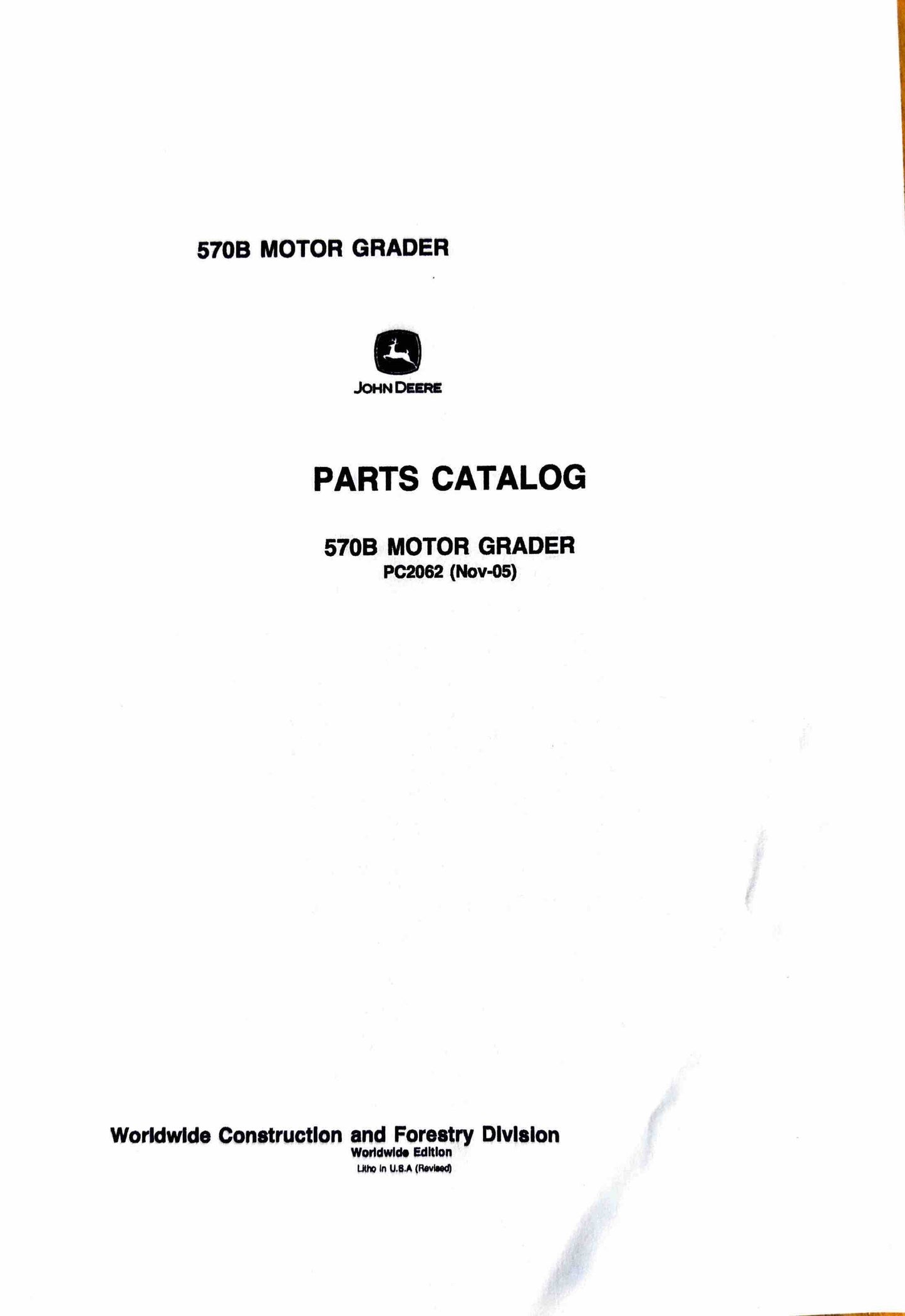 John Deere 570B Motor Grader - Parts catalog - PC2062 digital version