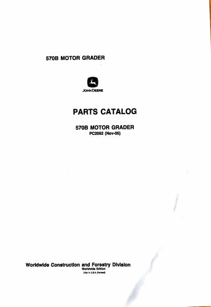 John Deere 570B Motor Grader - Parts catalog - PC2062 digital version