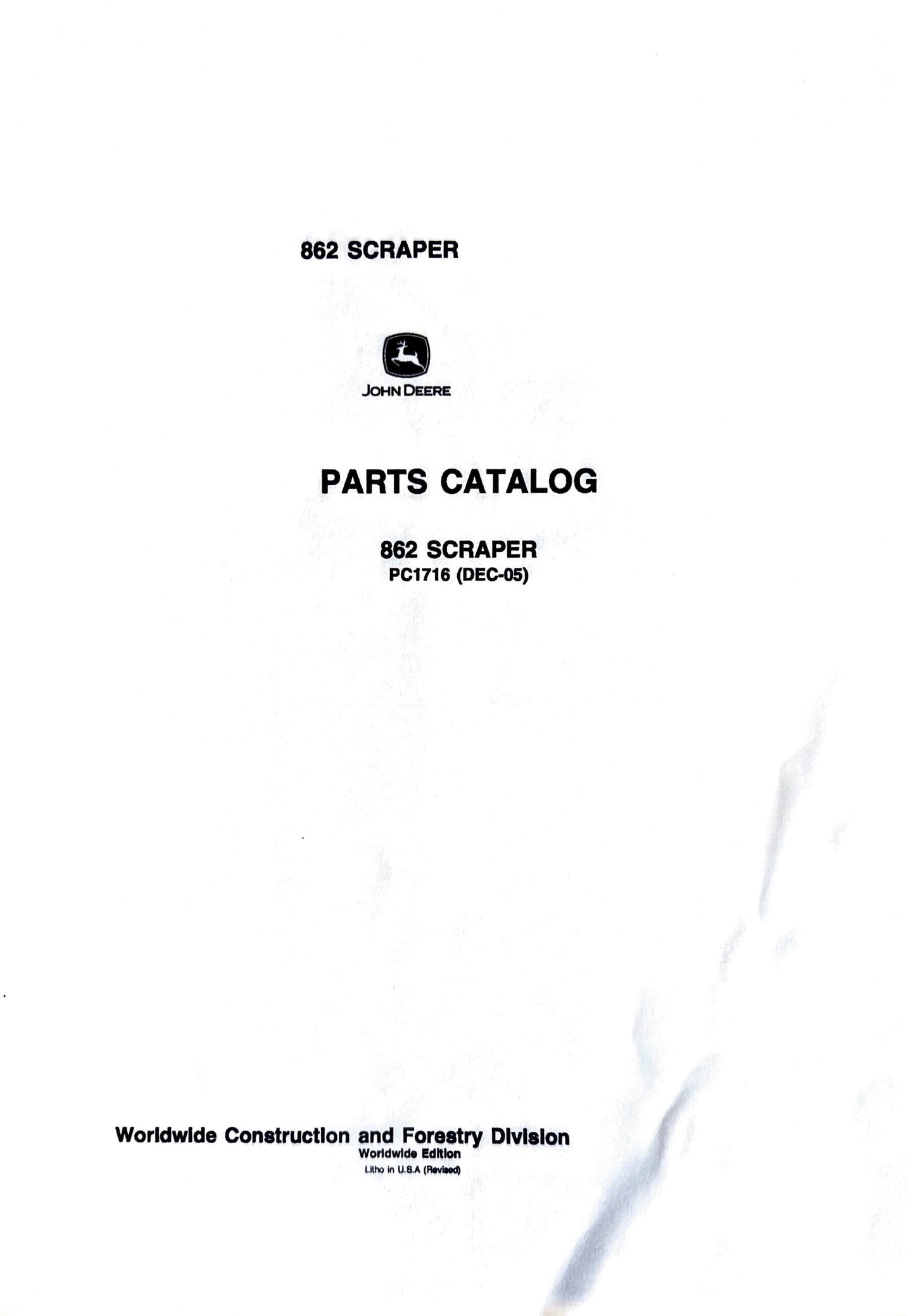 John Deere 862 Scraper - Parts catalog - PC1716 digital version