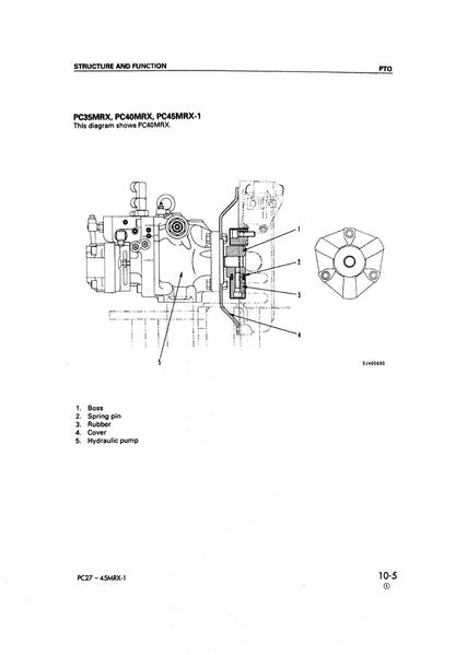 Komatsu PC27MRX-1, PC30MRX-1, PC35MRX-1, PC40MRX-1, PC45MRX-1 Shop Manual SEBM016808- digital version