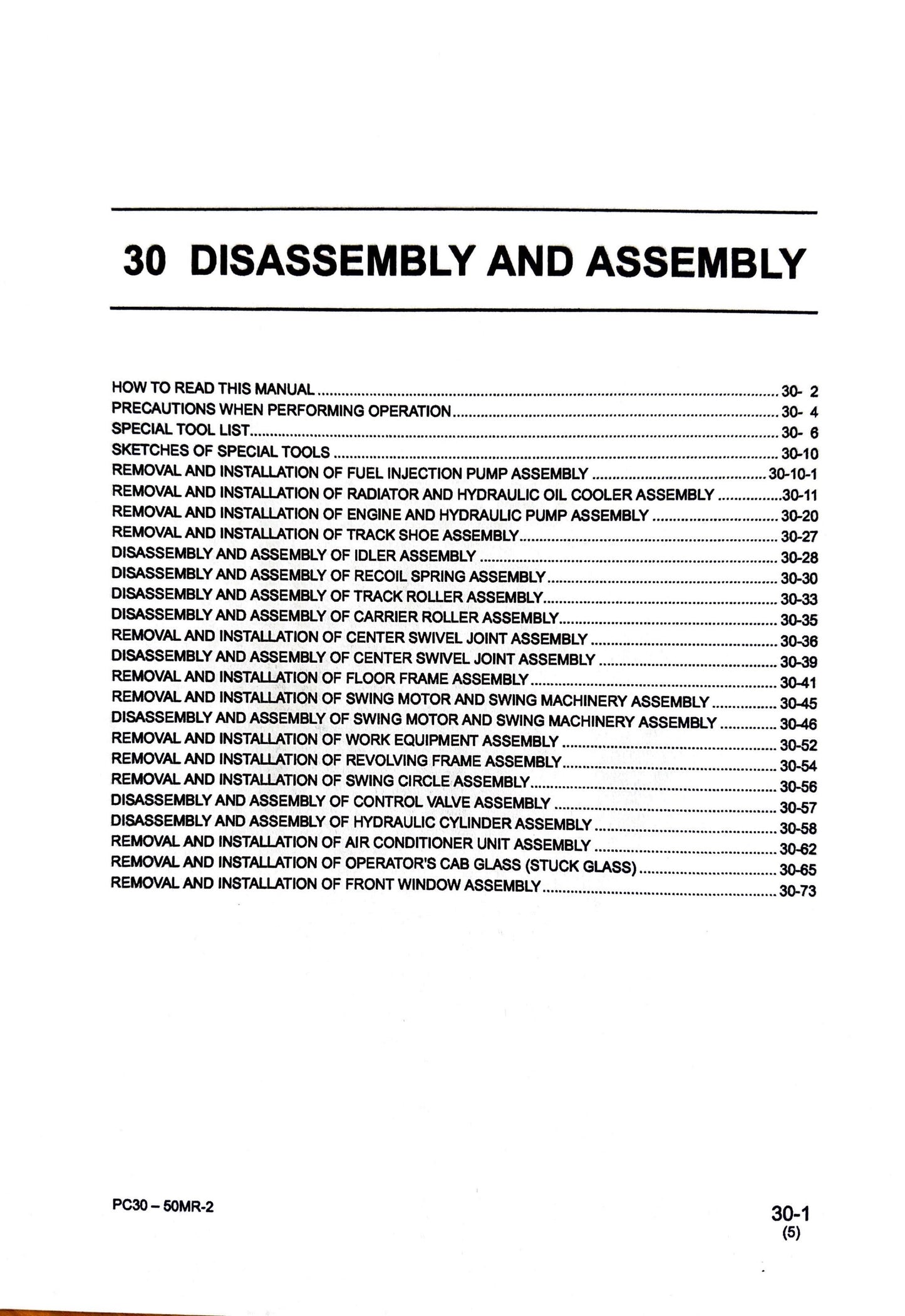 Komatsu PC27MR-2, PC30MR-2, PC35MR-2, PC40MR-2, PC50MR-2 Shop Manual SEBM032406- digital version