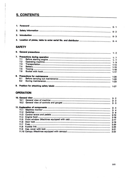 Komatsu PC25-1, PC30-7, PC40-7, PC45-1 Operation and Maintenance Manual - SEAM006600  Digital version