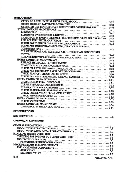 Komatsu Galeo PC200LC-7L and PC220LC-7L Hydraulic Excavator Operation & Maintenance Manual - CEAM008600  Digital version