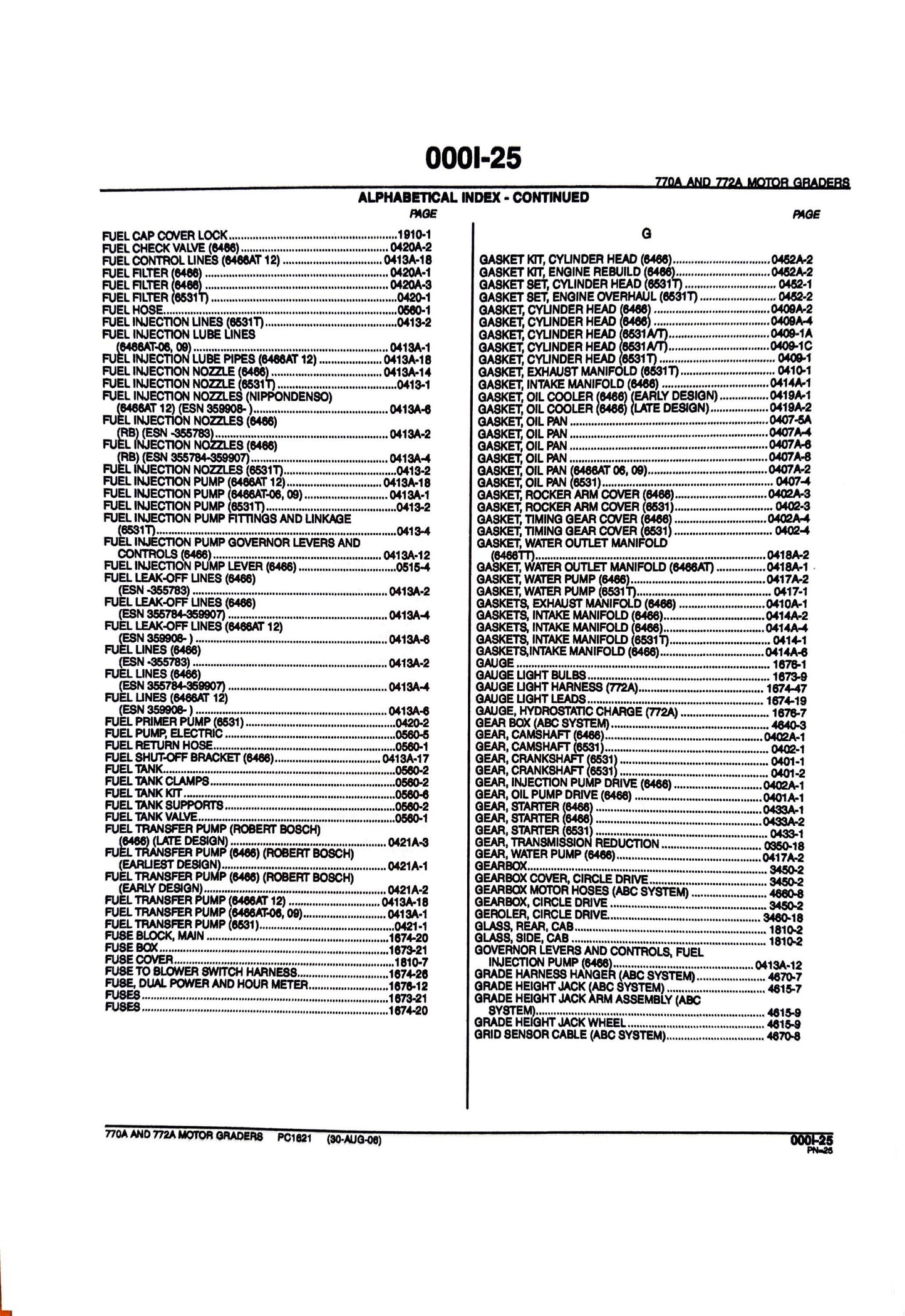 John Deere 770A AND 772A MOTOR GRADERS - Parts catalog - PC1621 digital version