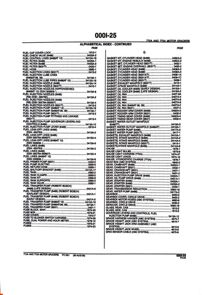 John Deere 770A AND 772A MOTOR GRADERS - Parts catalog - PC1621 digital version