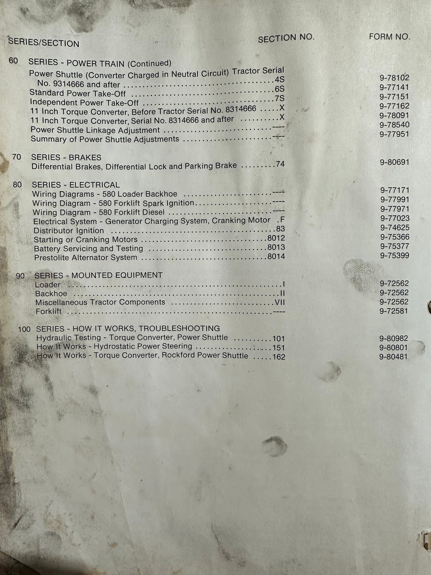 Case 580K Loader Backhoe and Forklift service manual - physical product