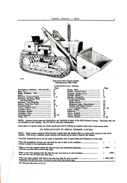 John Deere Parts Catalog 2010 CRAWLER LOADER PC705 - digital version