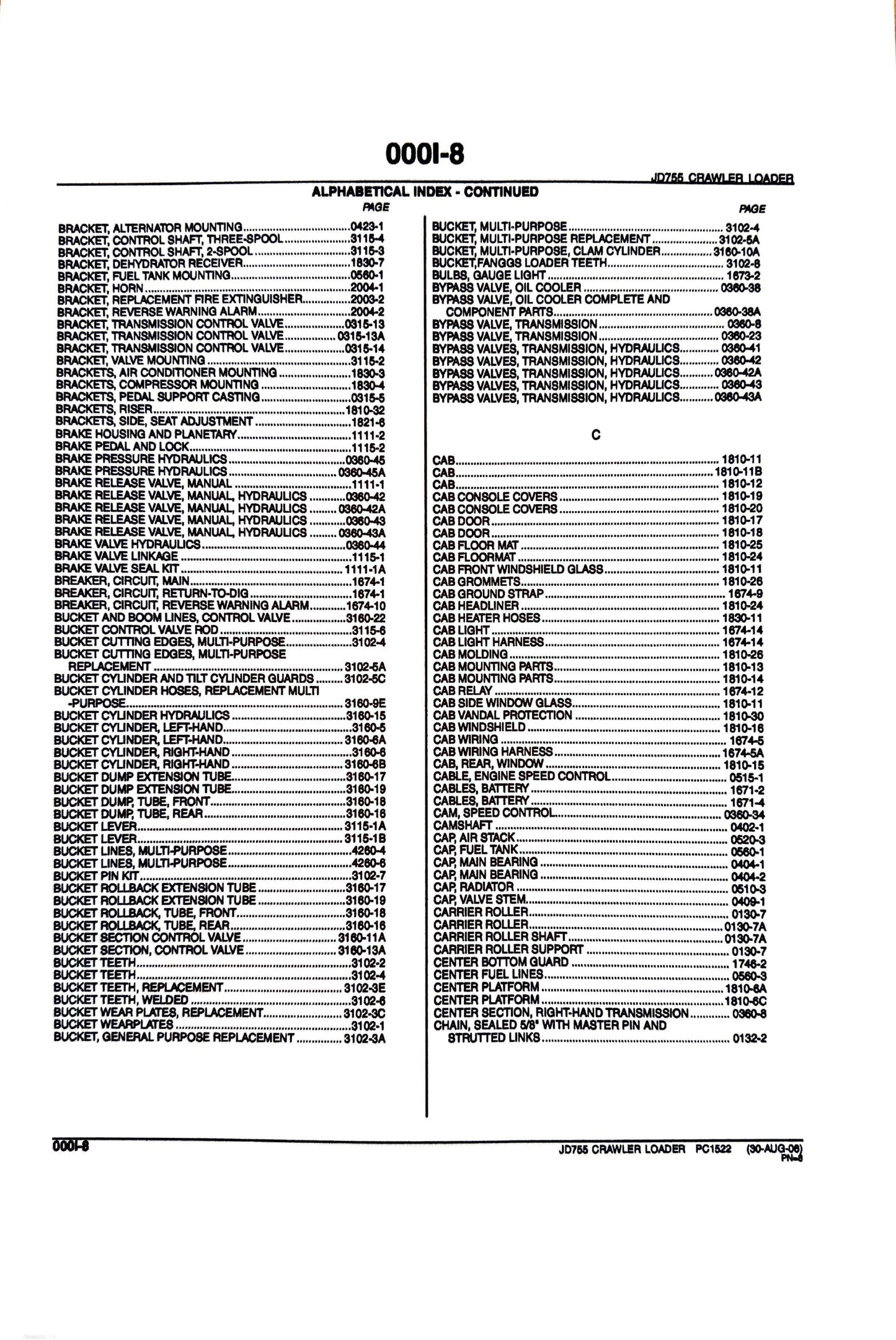 John Deere JD755 CRAWLER LOADER - Parts catalog - PC1522 digital version