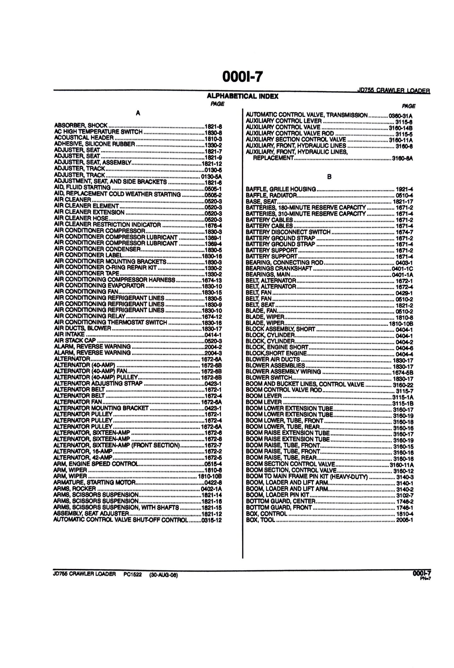 John Deere JD755 CRAWLER LOADER - Parts catalog - PC1522 digital version