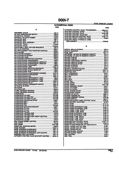 John Deere JD755 CRAWLER LOADER - Parts catalog - PC1522 digital version