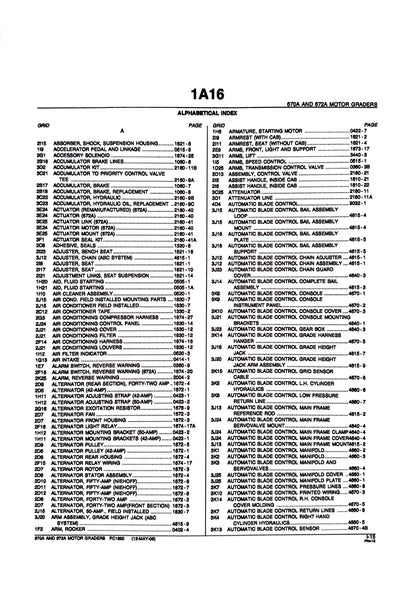 John Deere 670A AND 672A MOTOR GRADERS - Parts catalog - PC1620 digital version