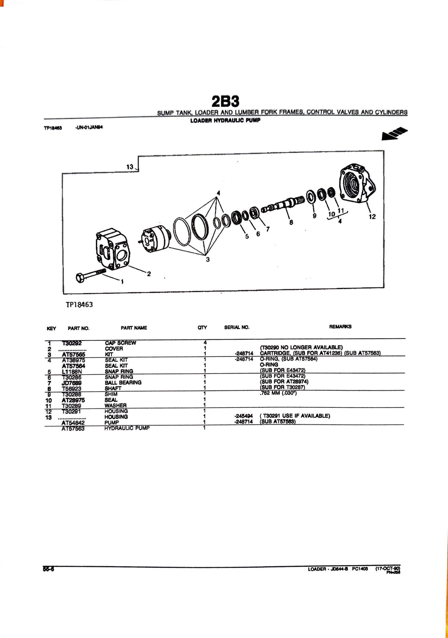 John Deere JD544B Loader - Parts catalog - PC1403 digital version