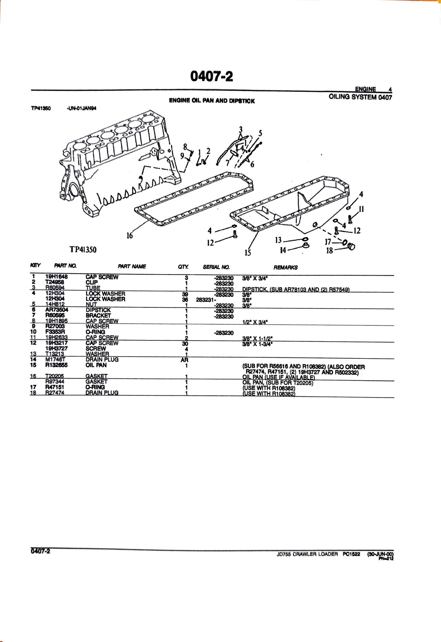 John Deere JD755 CRAWLER LOADER - Parts catalog - PC1522 digital version