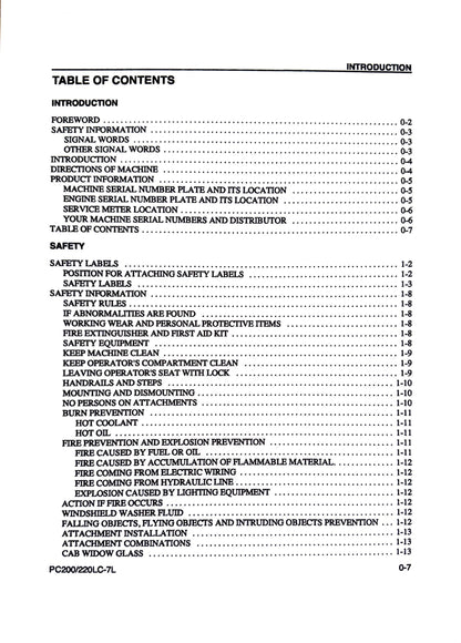 Komatsu Galeo PC200LC-7L and PC220LC-7L Hydraulic Excavator Operation & Maintenance Manual - CEAM008600  Digital version