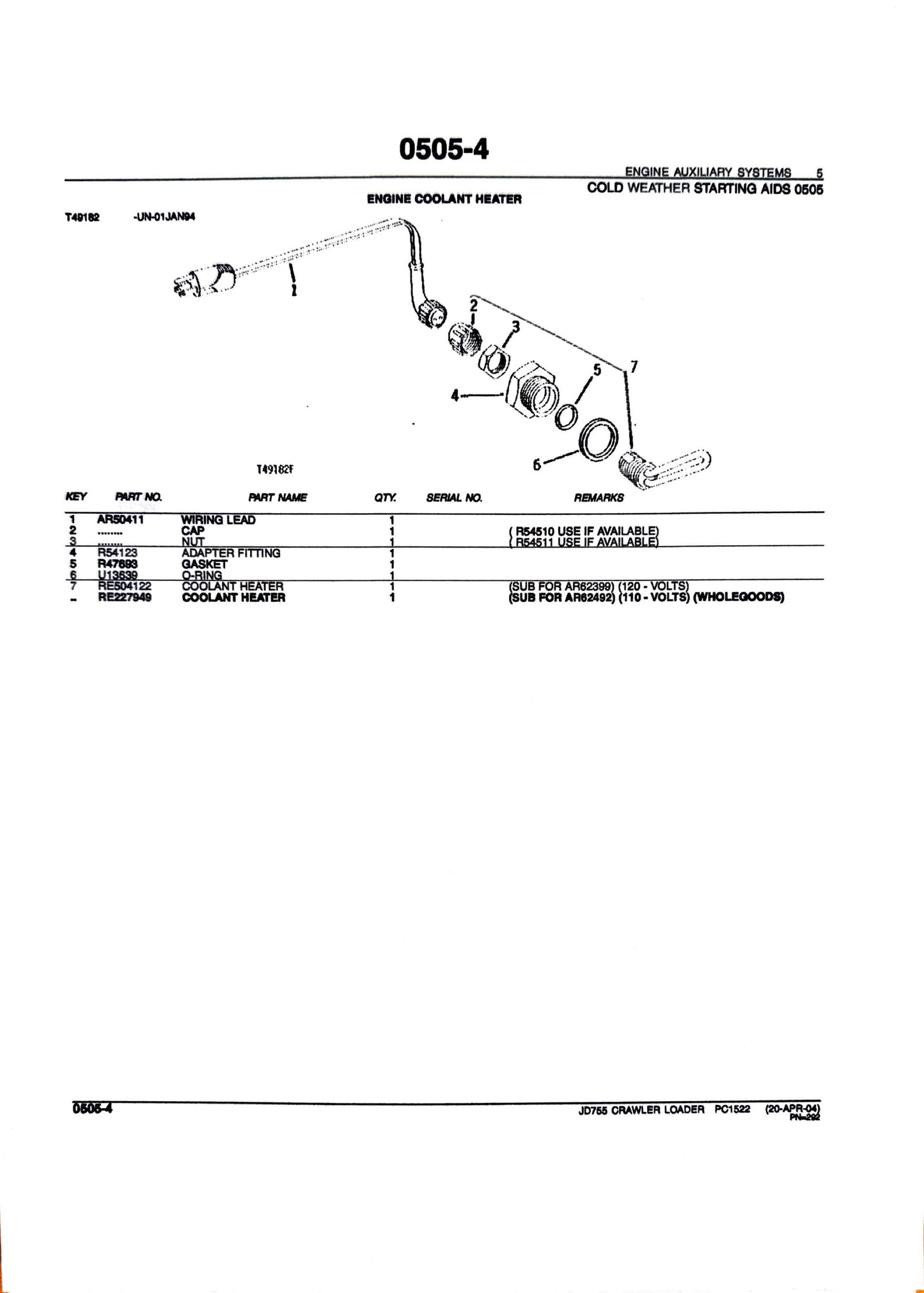 John Deere JD755 CRAWLER LOADER - Parts catalog - PC1522 digital version