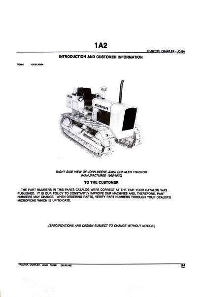 JOHN DEERE JD350 CRAWLER TRACTOR - Parts catalog - PC921 digital version