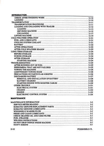 Komatsu Galeo PC200LC-7L and PC220LC-7L Hydraulic Excavator Operation & Maintenance Manual - CEAM008600  Digital version