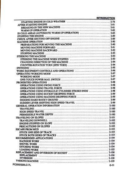 Komatsu Galeo PC200LC-7L and PC220LC-7L Hydraulic Excavator Operation & Maintenance Manual - CEAM008600  Digital version