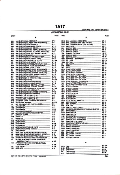 John Deere JD570 AND 570A MOTOR GRADERS - Parts catalog - PC1058 digital version