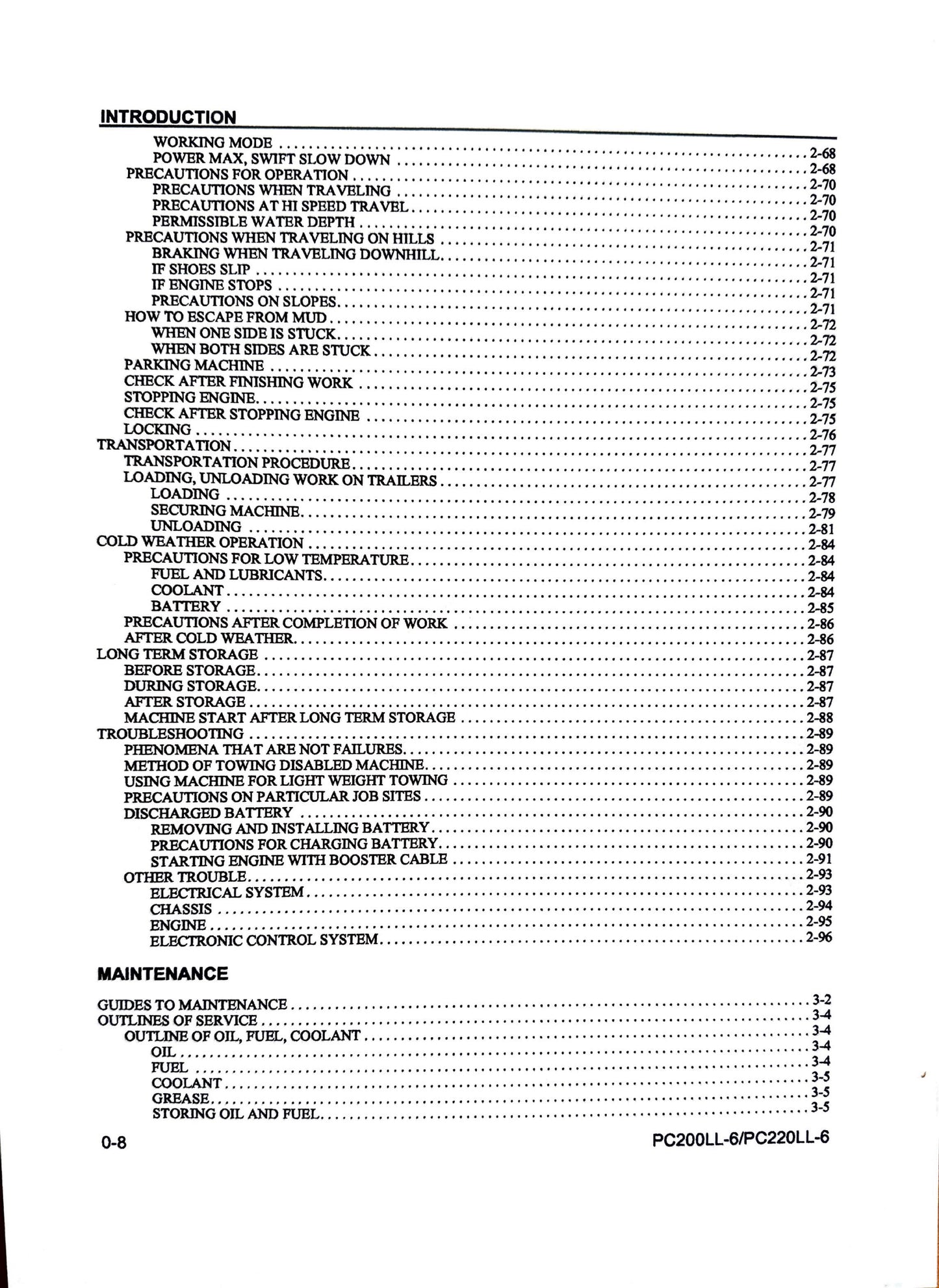 Komatsu PC200LL-6 and PC220LL-6 Logging Excavator Operation & Maintenance Manual - CEAM008400  Digital version