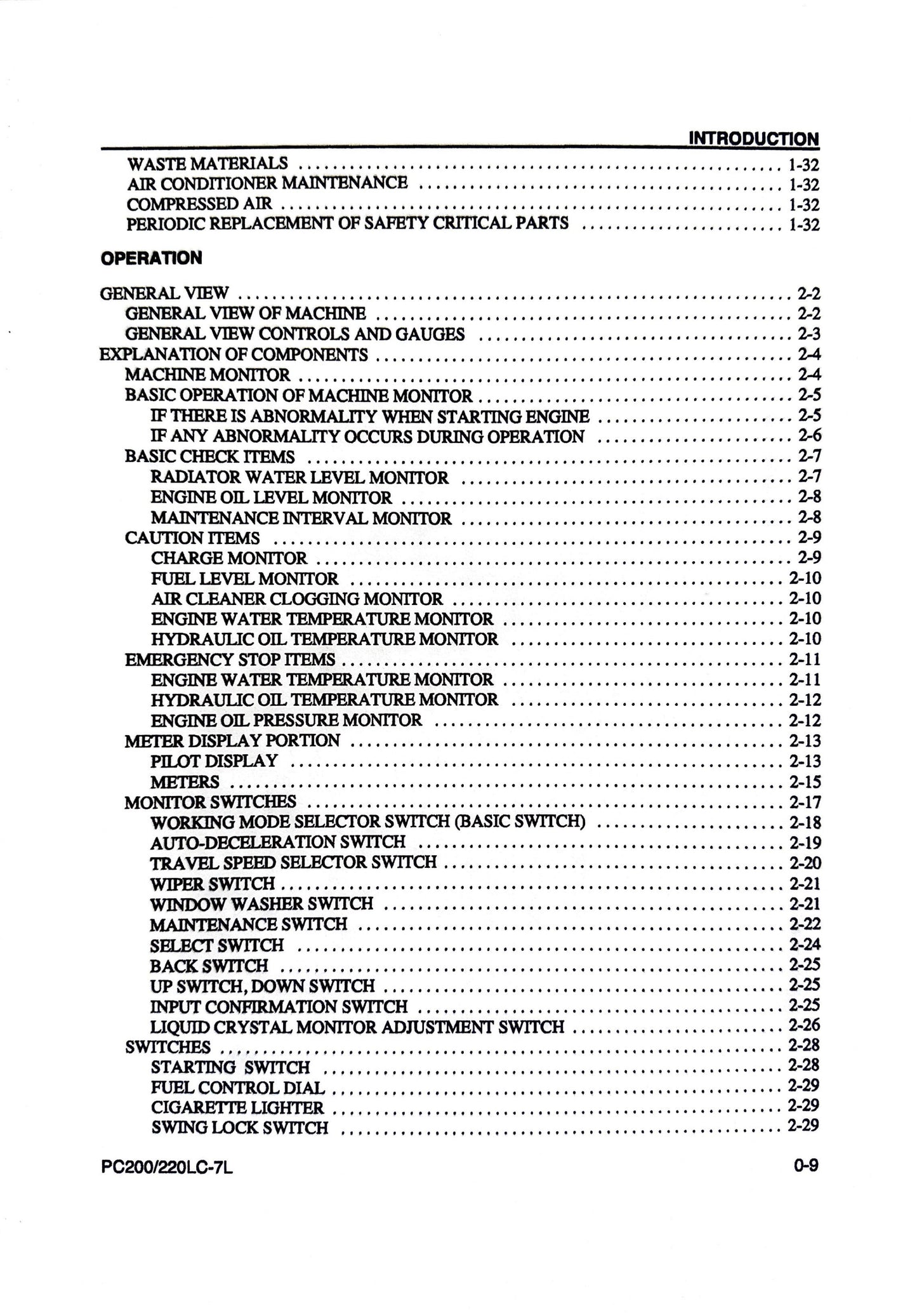 Komatsu Galeo PC200LC-7L and PC220LC-7L Hydraulic Excavator Operation & Maintenance Manual - CEAM008600  Digital version