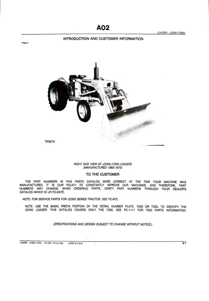 JOHN DEERE JD300 (7300) LOADER - Parts catalog - PC979 digital version