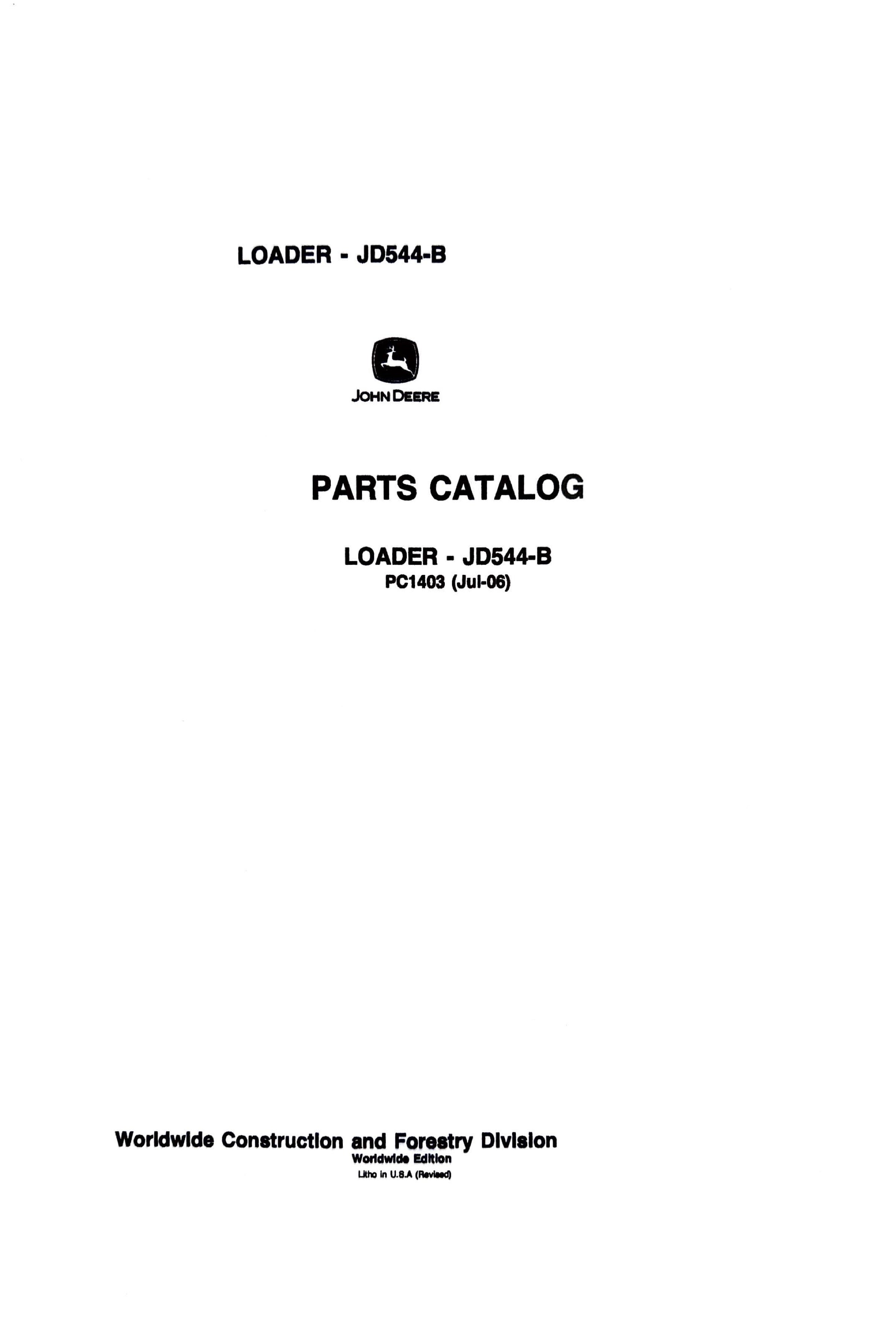 John Deere JD544B Loader - Parts catalog - PC1403 digital version ...