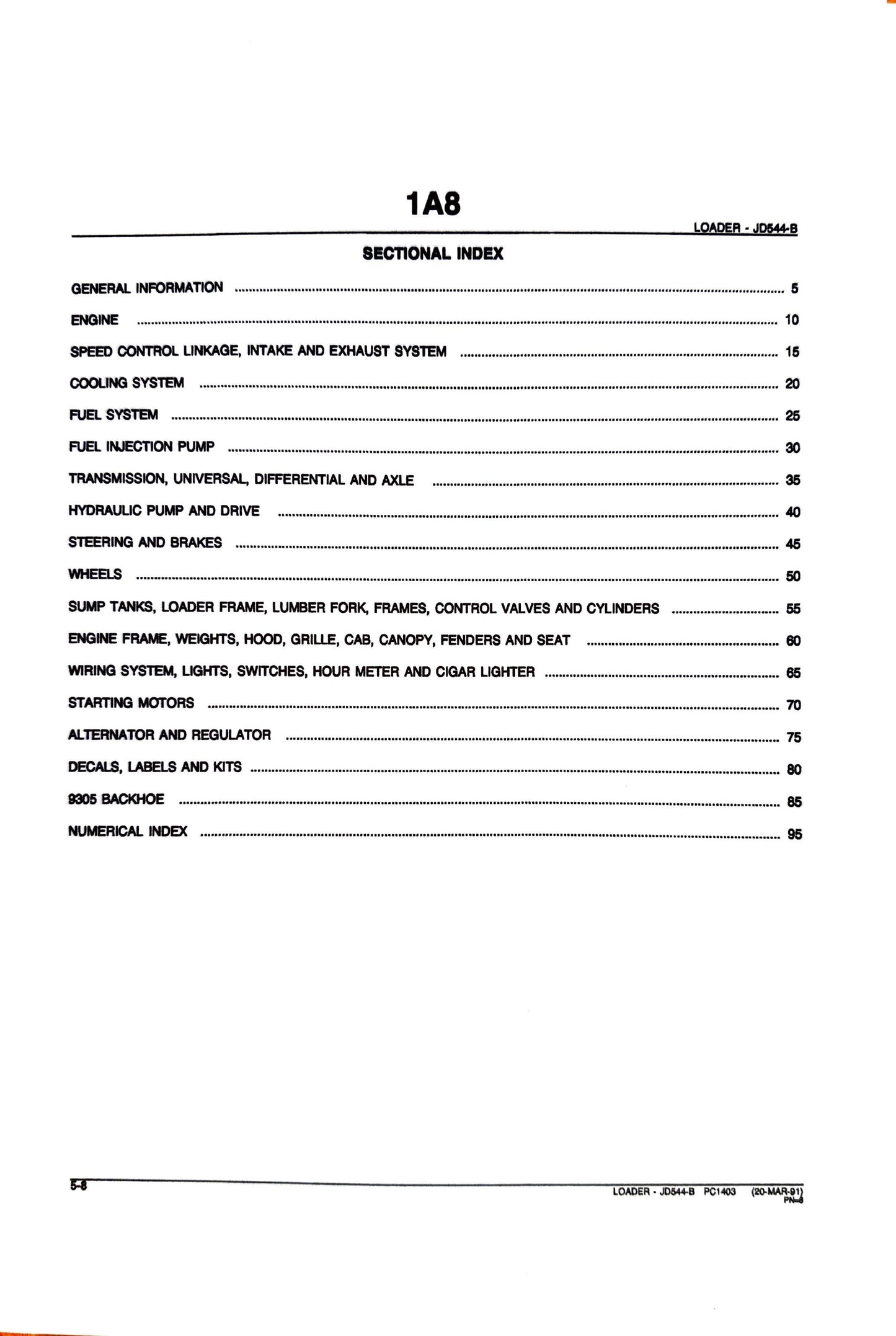 John Deere JD544B Loader - Parts catalog - PC1403 digital version