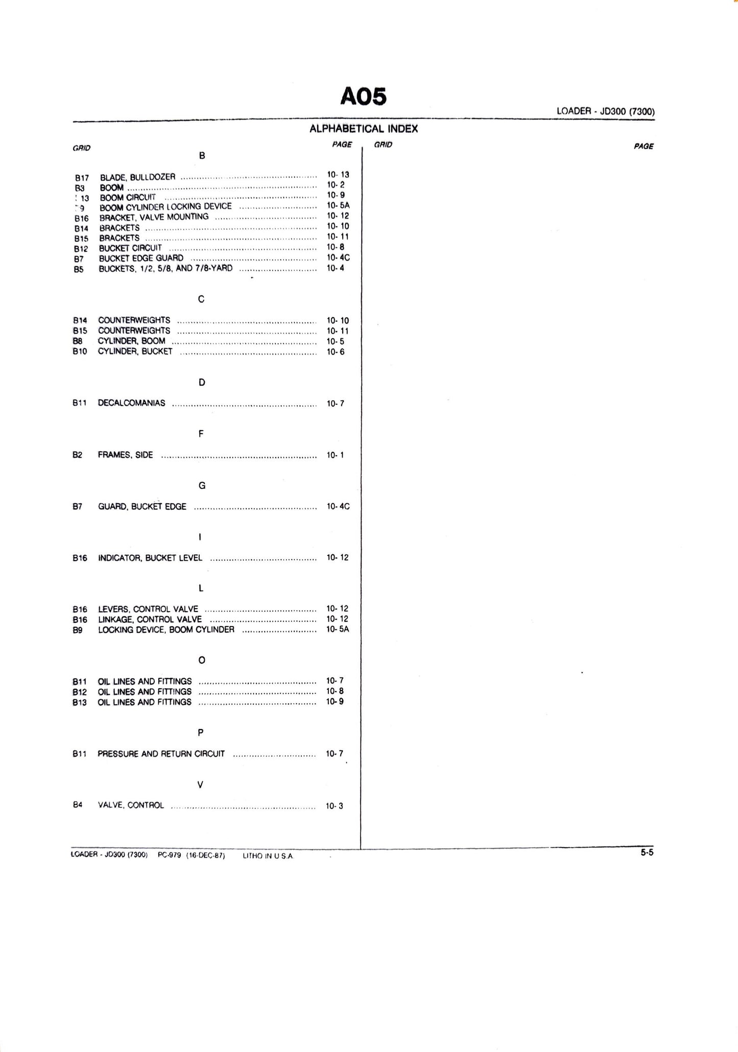 JOHN DEERE JD300 (7300) LOADER - Parts catalog - PC979 digital version