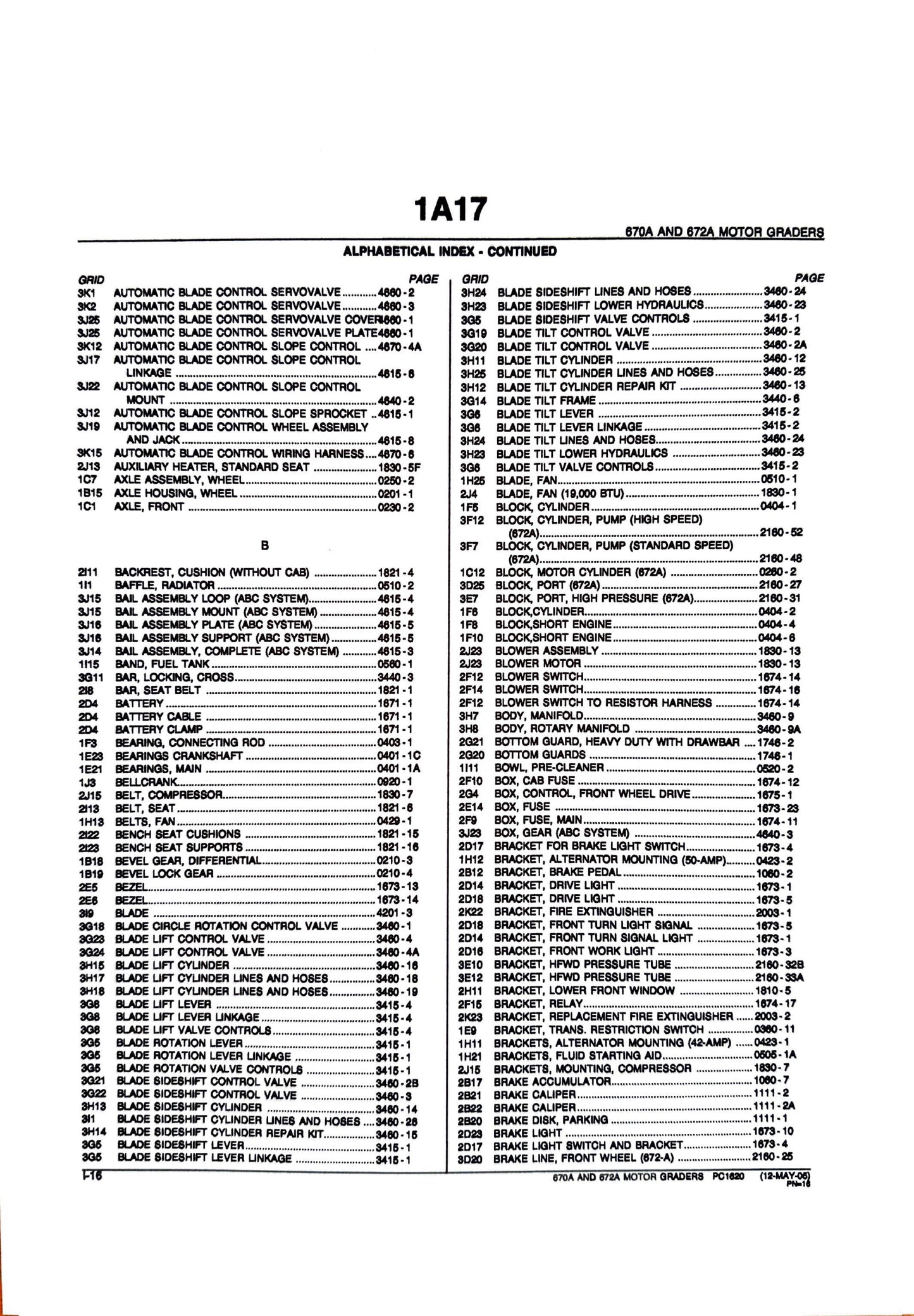 John Deere 670A AND 672A MOTOR GRADERS - Parts catalog - PC1620 digital version